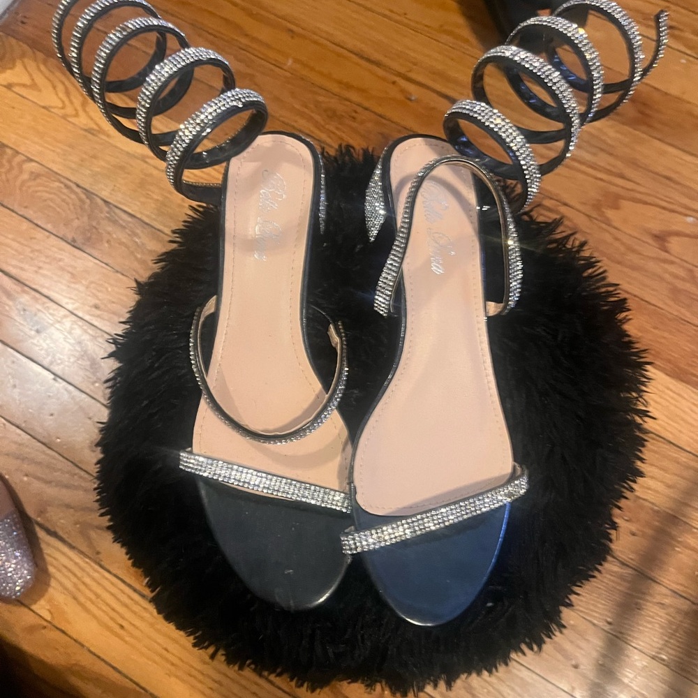 Bella Luna Flats with a short heel and diamond wrap around